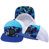 Color Vibes Hat, Flat Bill, Snapback Hat, Starry Bright, Blue, Neon Green Blue, White, Mens Hat, Womens Hat, Main Picture 