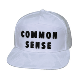 Common Sense Hat, Flat Bill, Snapback Hat, White Camo, Mens Hat, Womens Hat, Front Picture