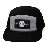 Dog Hat, 5 Panel Hat, Snapback, Corduroy, Black, Gray, Mens Hat, Womens Hat, Front Picture