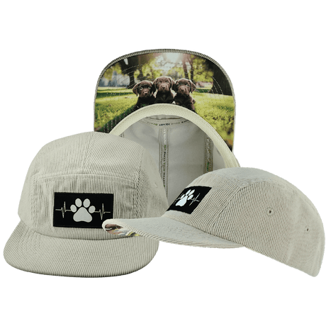 Dog Hat, 5 Panel Hat, Snapback, Corduroy, Sand, Mens Hat, Womens Hat, Main Picture