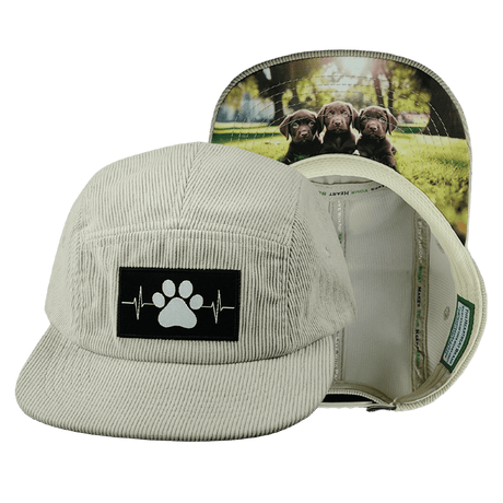 Dog Hat, 5 Panel Hat, Snapback, Corduroy, Sand, Mens Hat, Womens Hat, Main Picture