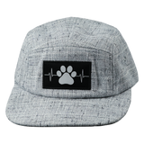Dog Hat, 5 Panel Hat, Snapback, Light Gray Hemp, Mens Hat, Womens Hat, Front Picture