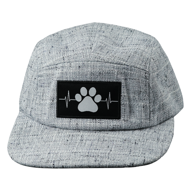 Dog Hat, 5 Panel Hat, Snapback, Light Gray Hemp, Mens Hat, Womens Hat, Front Picture