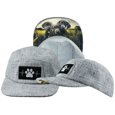 Dog Hat, 5 Panel Hat, Snapback, Light Gray Hemp, Mens Hat, Womens Hat, Main Picture