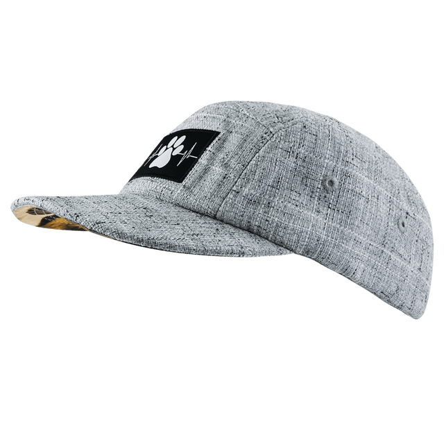 Dog Hat, 5 Panel Hat, Snapback, Light Gray Hemp, Mens Hat, Womens Hat, Side Picture
