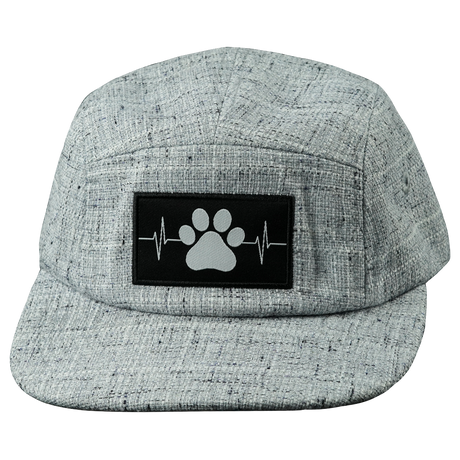 Dog Hat, 5 Panel Hat, Snapback, Light Gray Hemp, Mens Hat, Womens Hat, Front Picture