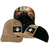 Dog Hat, Baseball Hat, Snapback Hat, Corduroy, Tan, Black, Mens Hat, Womens Hat, Main Picture