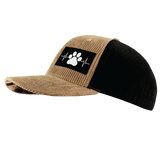 Dog Hat, Baseball Hat, Snapback Hat, Corduroy, Tan, Black, Mens Hat, Womens Hat, Side Picture
