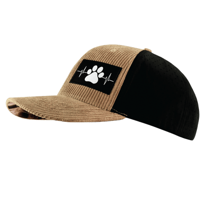 Dog Hat, Baseball Hat, Snapback Hat, Corduroy, Tan, Black, Mens Hat, Womens Hat, Side Picture