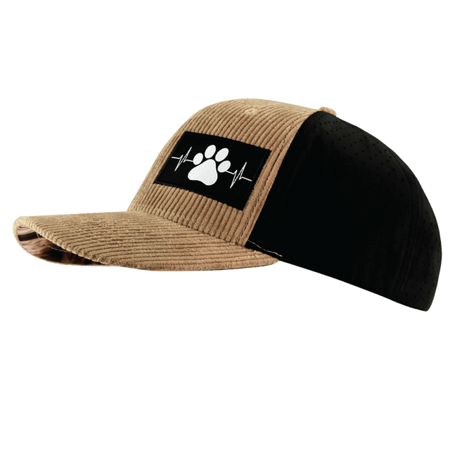 Dog Hat, Baseball Hat, Snapback Hat, Corduroy, Tan, Black, Mens Hat, Womens Hat, Side Picture