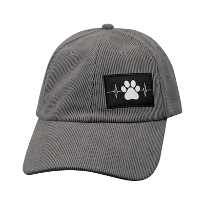 Dog Hat, Dad Hat, Snapback, Corduroy, Charcoal, Mens Hat, Womens Hat, Front Picture