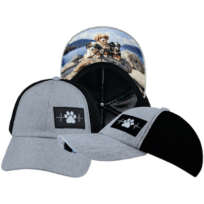 Dog Hat — Dad Hat, Heather Gray / Black, Soft Trucker Mesh