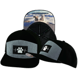 Dog Hat, Flat Bill, Snapback Hat, Corduroy, Black, Gray Blue, Mens Hat, Womens Hat, Main Picture