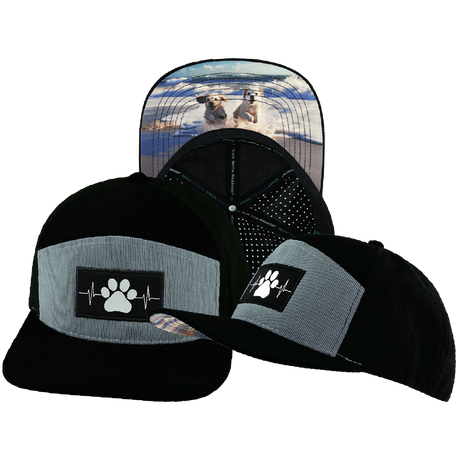 Dog Hat, Flat Bill, Snapback Hat, Corduroy, Black, Gray Blue, Mens Hat, Womens Hat, Main Picture