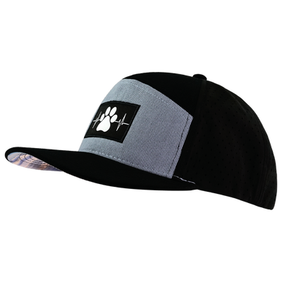 Dog Hat, Flat Bill, Snapback Hat, Corduroy, Black, Gray Blue, Mens Hat, Womens Hat, Side Picture