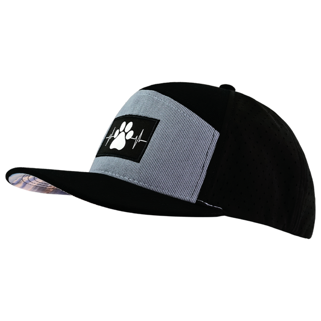 Dog Hat, Flat Bill, Snapback Hat, Corduroy, Black, Gray Blue, Mens Hat, Womens Hat, Side Picture