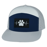 Dog Hat, Flat Bill, Snapback Hat, Gray, Navy, White, Mens Hat, Womens Hat, Front Picture