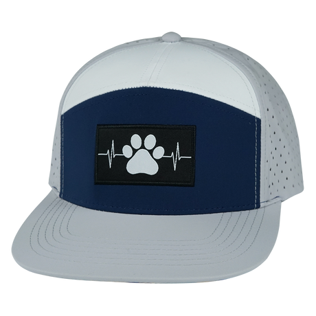 Dog Hat, Flat Bill, Snapback Hat, Gray, Navy, White, Mens Hat, Womens Hat, Front Picture