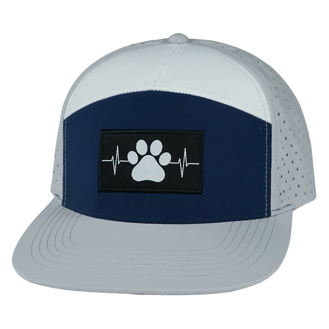 Dog Hat, Flat Bill, Snapback Hat, Gray, Navy, White, Mens Hat, Womens Hat, Front Picture