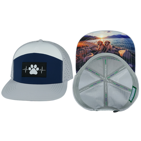 Dog Hat, Flat Bill, Snapback Hat, Gray, Navy, White, Mens Hat, Womens Hat, Main Picture