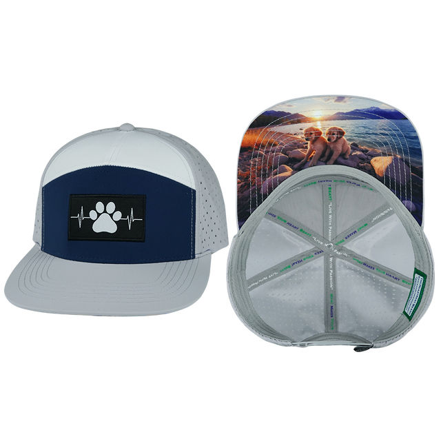 Dog Hat, Flat Bill, Snapback Hat, Gray, Navy, White, Mens Hat, Womens Hat, Main Picture