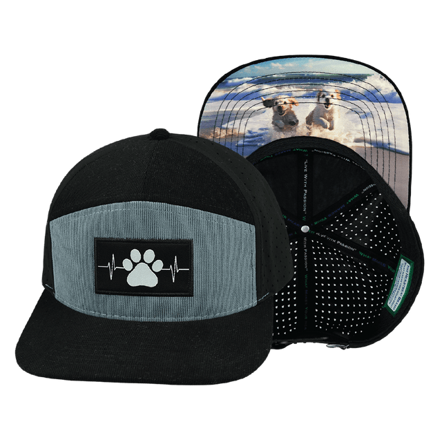 Dog Hat, Flat Bill, Snapback Hat, Corduroy, Black, Gray Blue, Mens Hat, Womens Hat, Main Picture