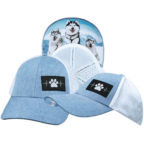 Dog Hat, Low Profile, Ponytail, Snapback Hat, Light Blue, White, Mens Hat, Womens Hat, Main Picture