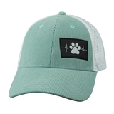 Dog Hat, Low Profile, Ponytail, Snapback Hat, Corduroy, Mint, White, Mens Hat, Womens Hat, Front Picture 