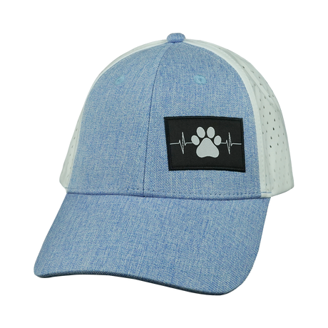 Dog Hat, Low Profile, Ponytail, Snapback Hat, Light Blue, White, Mens Hat, Womens Hat, Front Picture