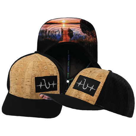 Fishing Hat, Baseball Hat, Snapback Hat, Cork, Black, Mens Hat, Womens Hat, Main Picture