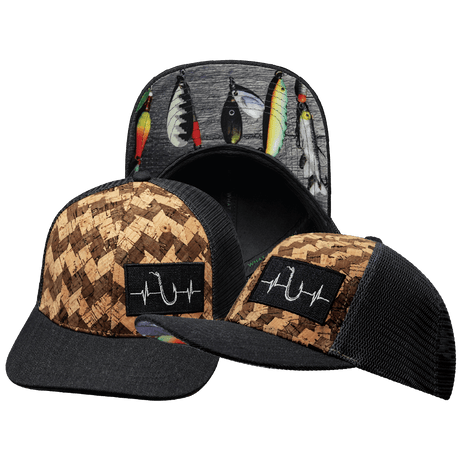Fishing Hat, Baseball Hat, Snapback Hat, Cork, Charcoal Gray, Mens Hat, Womens Hat, Main Picture