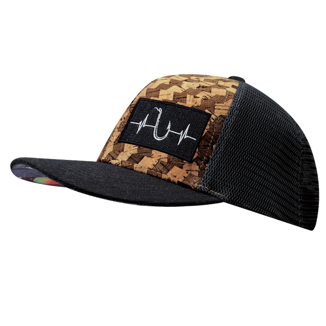 Fishing Hat, Baseball Hat, Snapback Hat, Cork, Charcoal Gray, Mens Hat, Womens Hat, Side Picture