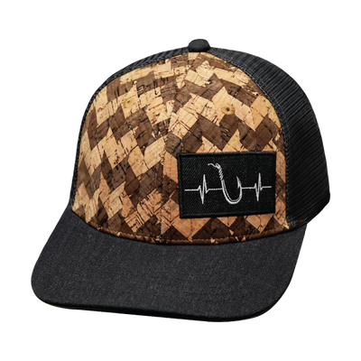 Fishing Hat, Baseball Hat, Snapback Hat, Cork, Charcoal Gray, Mens Hat, Womens Hat, Front Picture