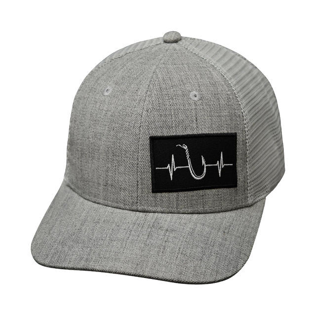 Fishing Hat, Baseball Hat, Snapback Hat, Heather Gray, Gray, Mens Hat, Womens Hat, Front Picture