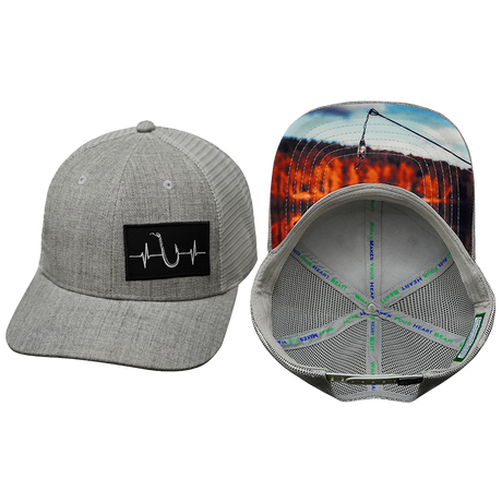 Fishing Hat, Baseball Hat, Snapback Hat, Heather Gray, Gray, Mens Hat, Womens Hat, Main Picture