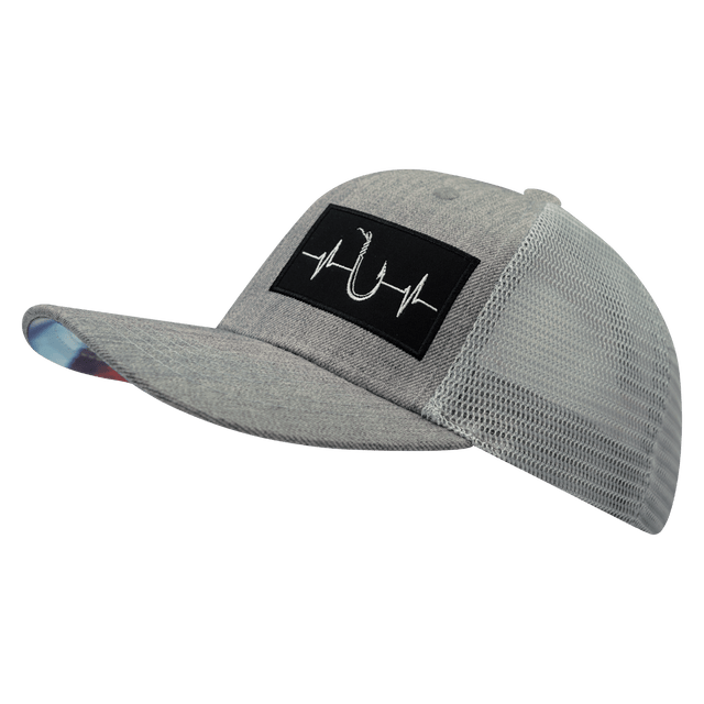 Fishing Hat, Baseball Hat, Snapback Hat, Heather Gray, Gray, Mens Hat, Womens Hat, Side Picture