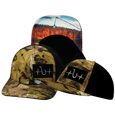 Fishing Hat — Baseball Hat Fit, Maple Leaf Camo / Black, Laser Mesh