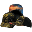 Fishing Hat, Baseball Hat, Snapback Hat, Tan Tree Camo, Black, Mens Hat, Womens Hat, Main Picture