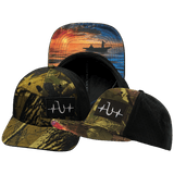Fishing Hat, Baseball Hat, Snapback Hat, Tan Tree Camo, Black, Mens Hat, Womens Hat, Main Picture