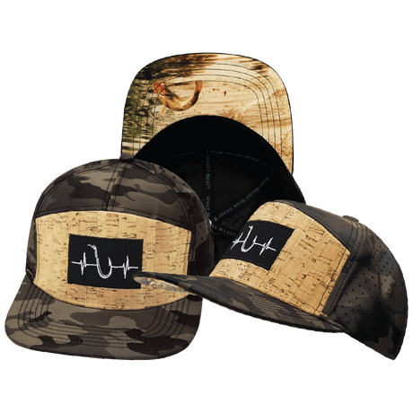 Fishing Hat, Flat Bill, Snapback Hat, Cork, Tan Camo, Mens Hat, Womens Hat, Main Hat Picture