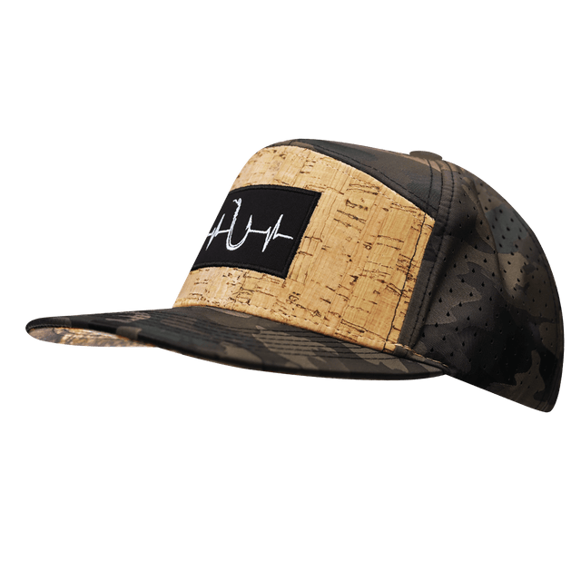 Fishing Hat, Flat Bill, Snapback Hat, Cork, Tan Camo, Mens Hat, Womens Hat, Side Picture