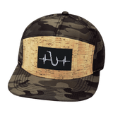 Fishing Hat, Flat Bill, Snapback Hat, Cork, Tan Camo, Mens Hat, Womens Hat, Front Picture