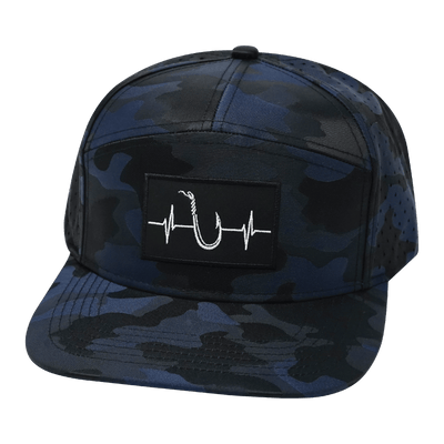 Fishing Hat, Flat Bill, Snapback Hat, Navy Camo, Mens Hat, Womens Hat, Front Picture