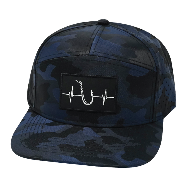 Fishing Hat, Flat Bill, Snapback Hat, Navy Camo, Mens Hat, Womens Hat, Front Picture