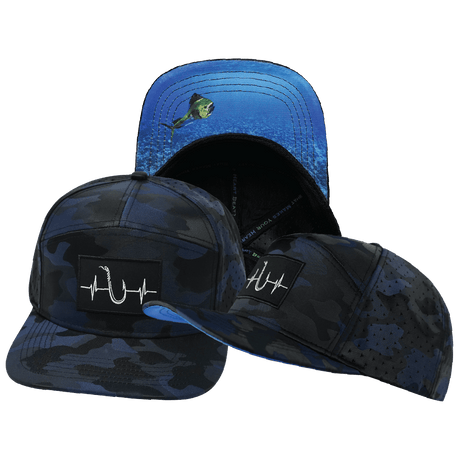 Fishing Hat, Flat Bill, Snapback Hat, Navy Camo, Mens Hat, Womens Hat, Main Picture