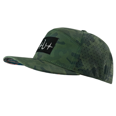 Fishing Hat, Flat Bill, Snapback Hat, Soft Teal Camo, Mens Hat, Womens Hat, Side Picture