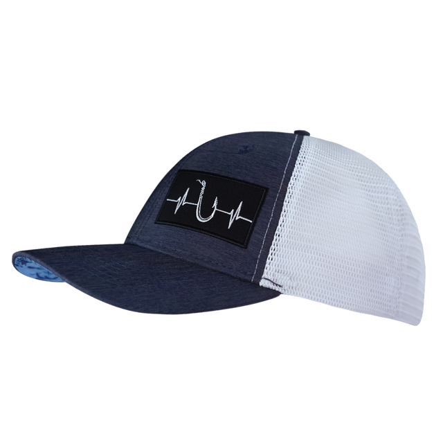 Fishing Hat, Low Profile, Snapback Hat, Ocean Blue, White, Mens Hat, Womens Hat, Side Picture