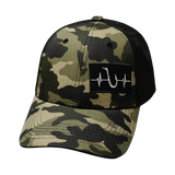 Fishing Hat, Low Profile, Ponytail, Snapback Hat, Light Camo, Black, Mens Hat, Womens Hat, Front Picture