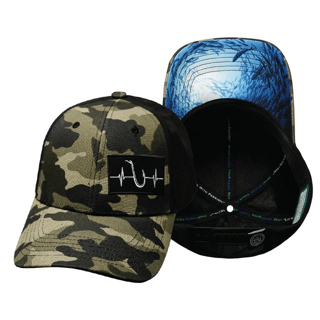 Fishing Hat, Low Profile, Ponytail, Snapback Hat, Light Camo, Black, Mens Hat, Womens Hat, Main Picture