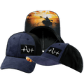 Fishing Hat - Low Profile - Ponytail - Soft Navy Camo / Black - Laser Mesh